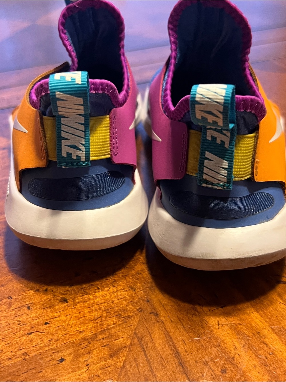 Nike Kids Slip-On Sneakers in Teal, Pink, Orange - Picture 6 of 9